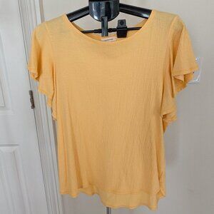 Womens Blouse Yellow Flowy Sleeve Max Studio XL